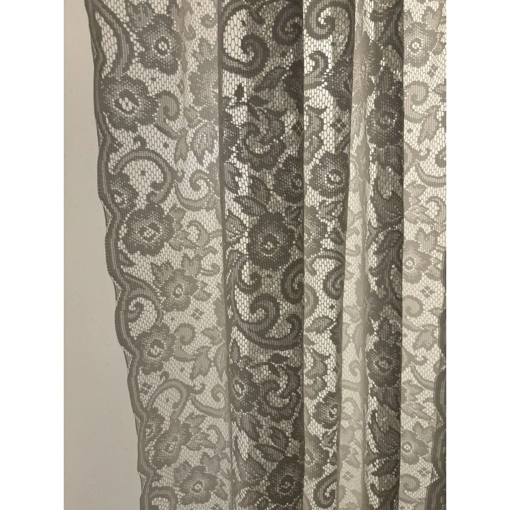 Vintage 80’s 90’s Floral Lace Curtain Panel Ivory White Rod Pocket Cottagecore